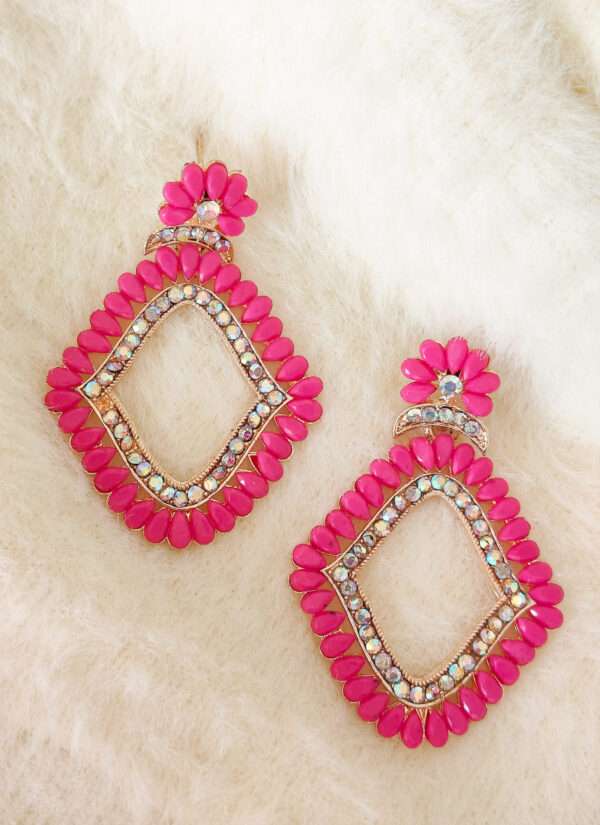 Lightweight Colour Stones Ethnic Party Earrings - Image 3