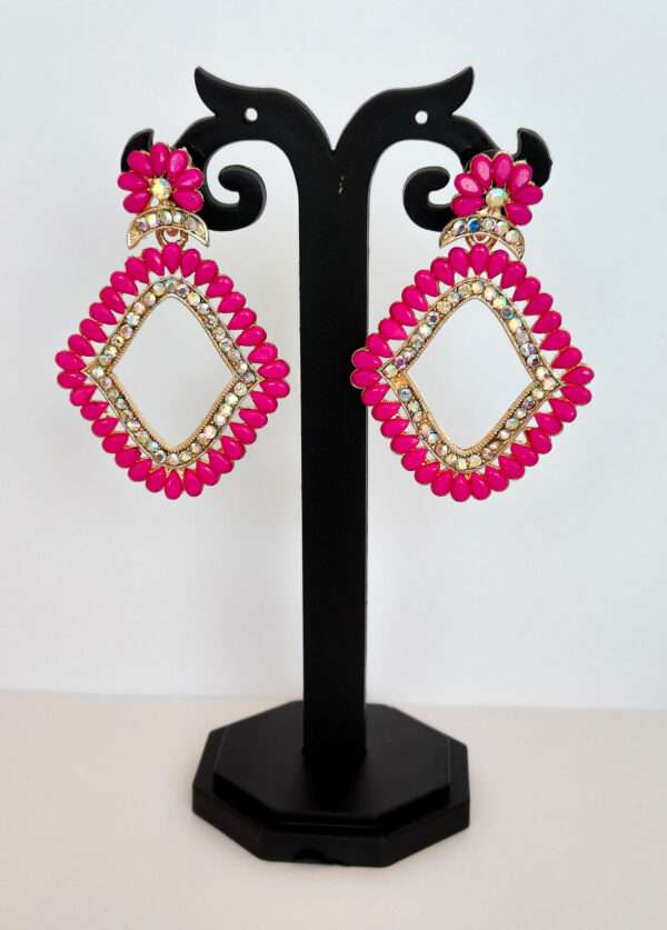 Magenta ethnic earrings