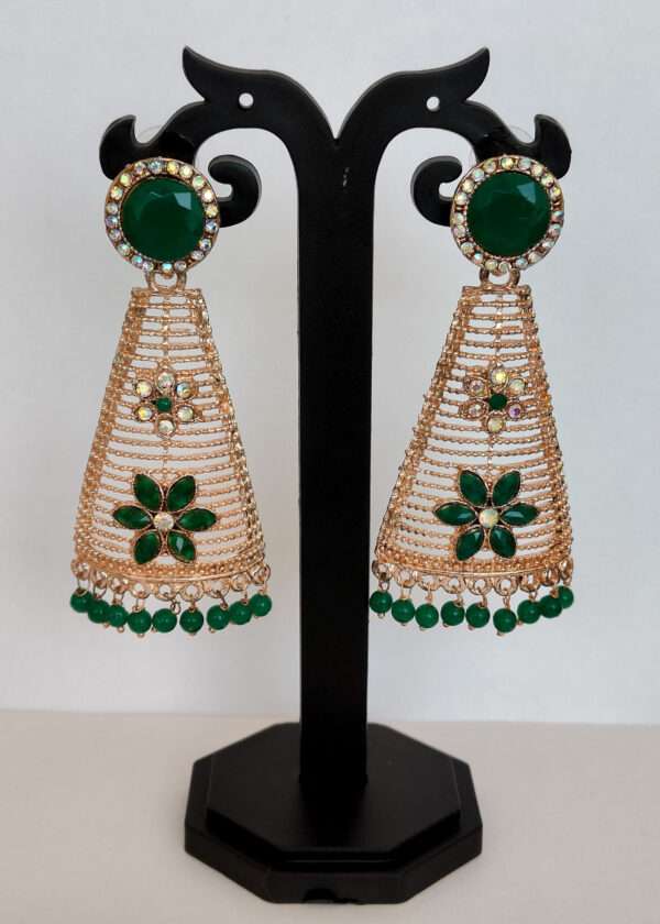 green long earrings