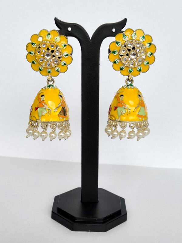 Yellow ethnic earrings