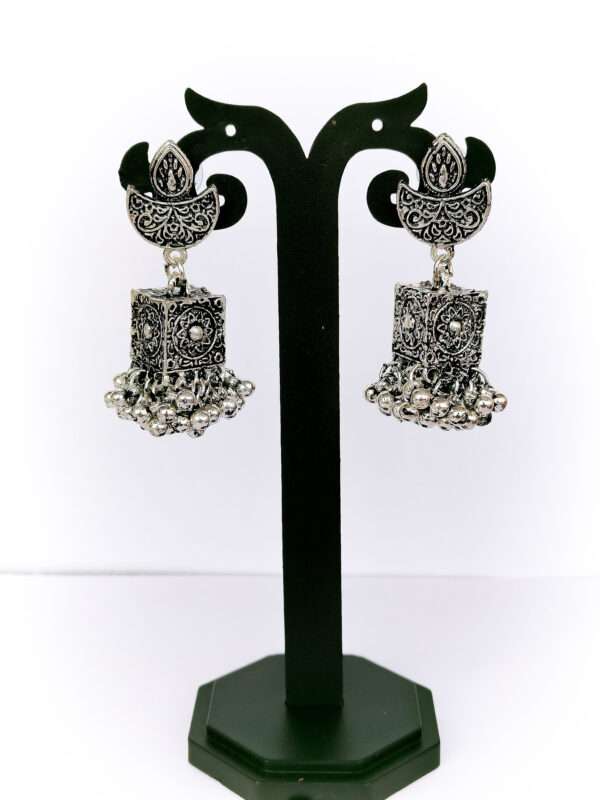 Oxidised Silver Boho Style Earrings - Image 2