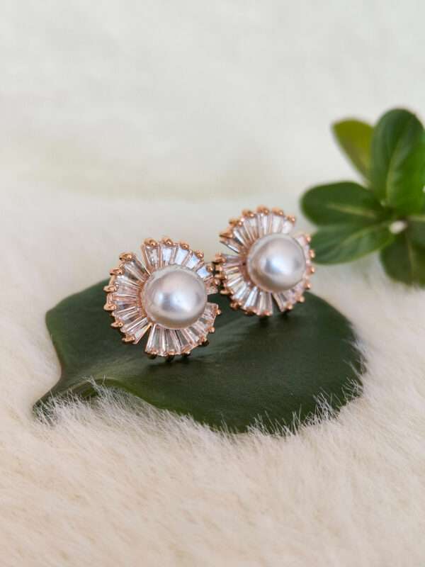 Designer Pearl & Stones AD Stud Earrings for Women