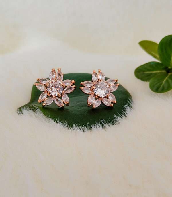 Designer Flower Zirconia AD Stud Earring for Women