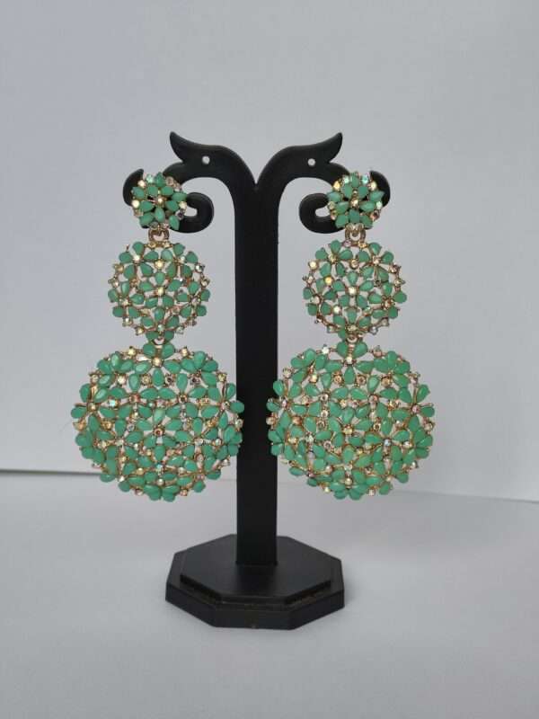 Triple Circle Layered Drop Hanging Earrings - Image 2