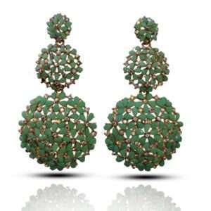 Green stone ethnic earrings
