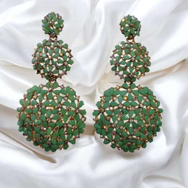 Triple Circle Layered Drop Hanging Earrings - Image 3