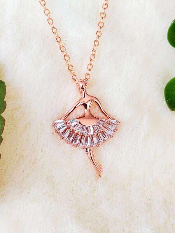 Dancing Girl Rose Gold Pendant with Chain