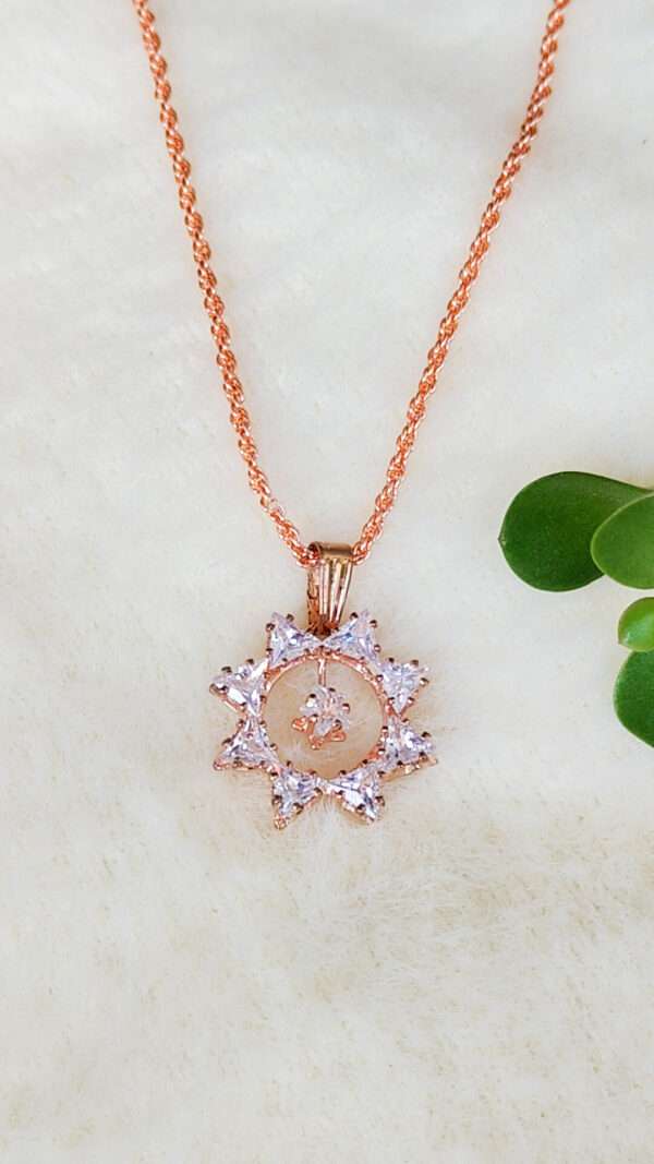 Rose Gold Round Pendant with Chain