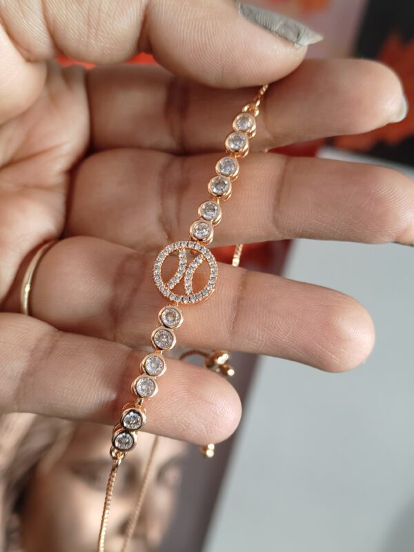 Rose Gold Zirconia Studded Adjustable Bracelet