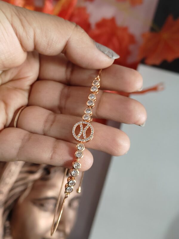 Rose Gold Zirconia Studded Adjustable Bracelet - Image 3