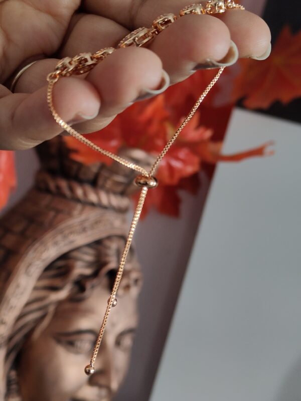Rose Gold Zirconia Studded Adjustable Bracelet - Image 2